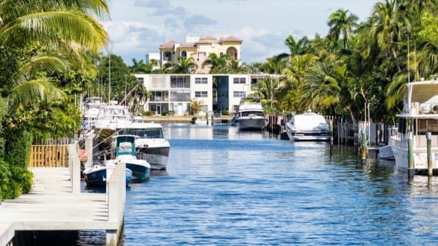 Boats anchored in the water