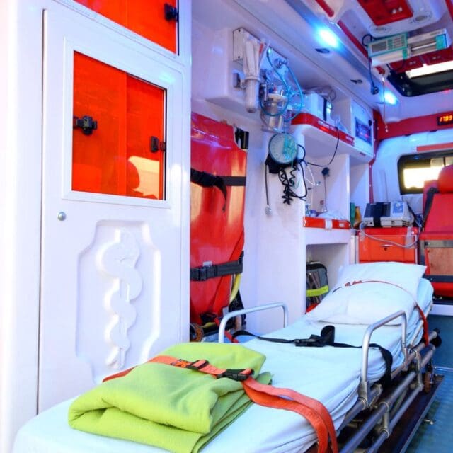 a stretcher in an ambulance