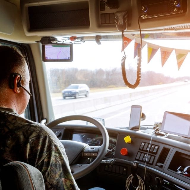 view of a truck driver