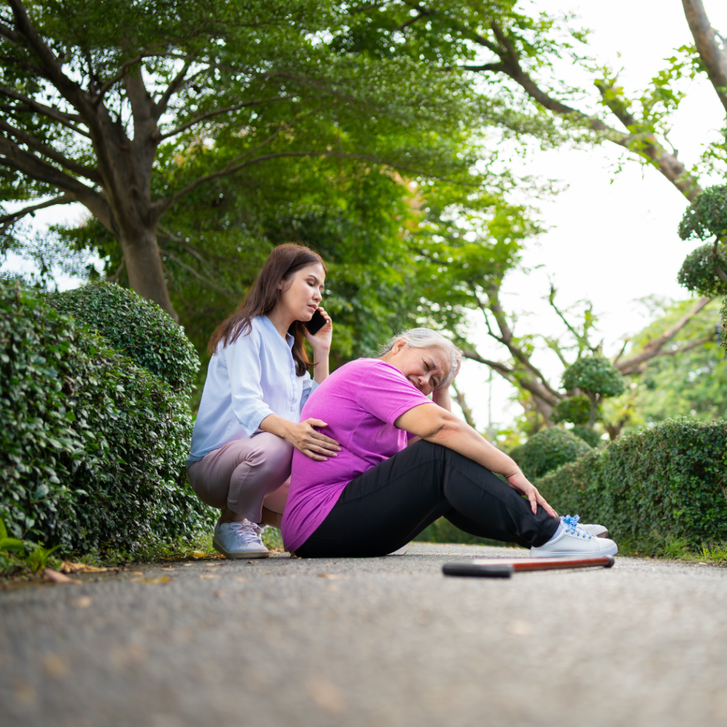 a woman and old lady who slipped and fell